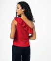 Tee-shirt asymétrique à volant et paillettes femme